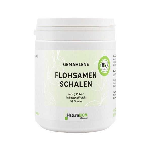 NaturaBIOM BIO Flohsamenschalen Pulver - 99% Reinheit 500 g