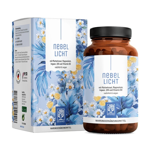 Mutterkraut, Magnesium, Ingwer, Q10 und Vitamin B2 - NEBELLICHT - 90 vegane Kapseln - NATURTREU® 90 St
