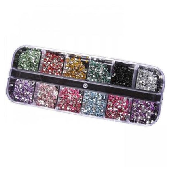 Fashiongirl Strasssteine Box für Nagelkunst - 12 Farben (500 Stück)