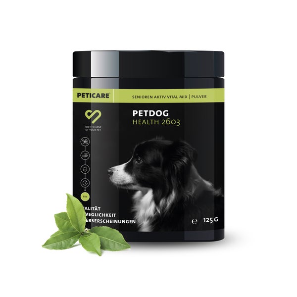 Peticare Senior Pulver für Hunde, fördert Vitalität & Beweglichkeit im Alter 125 g