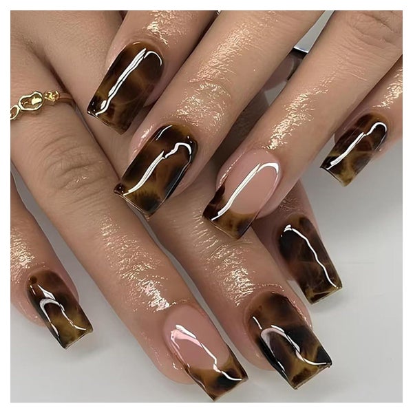 Falsche Nägel French Tip Press On Leopard Print 24er Square 1 St