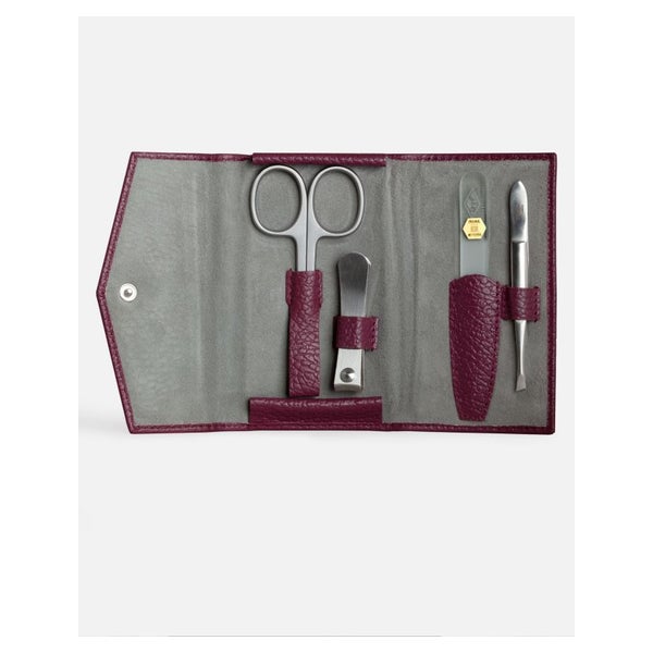 G&F Timor® 4-tlg Manikürset Leder weinrot Glasfeile 33112 1 St