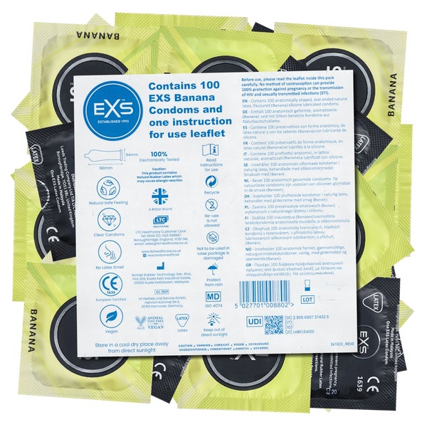 «Banana» - 100 aromatisierte Kondome mit Comfort-Form (100 Kondome) 100 St