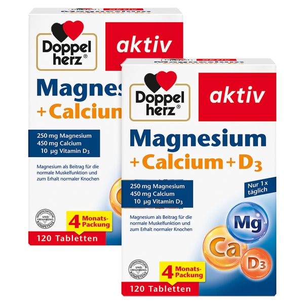 Doppelherz Magnesium + Calcium + D3 2X120 St