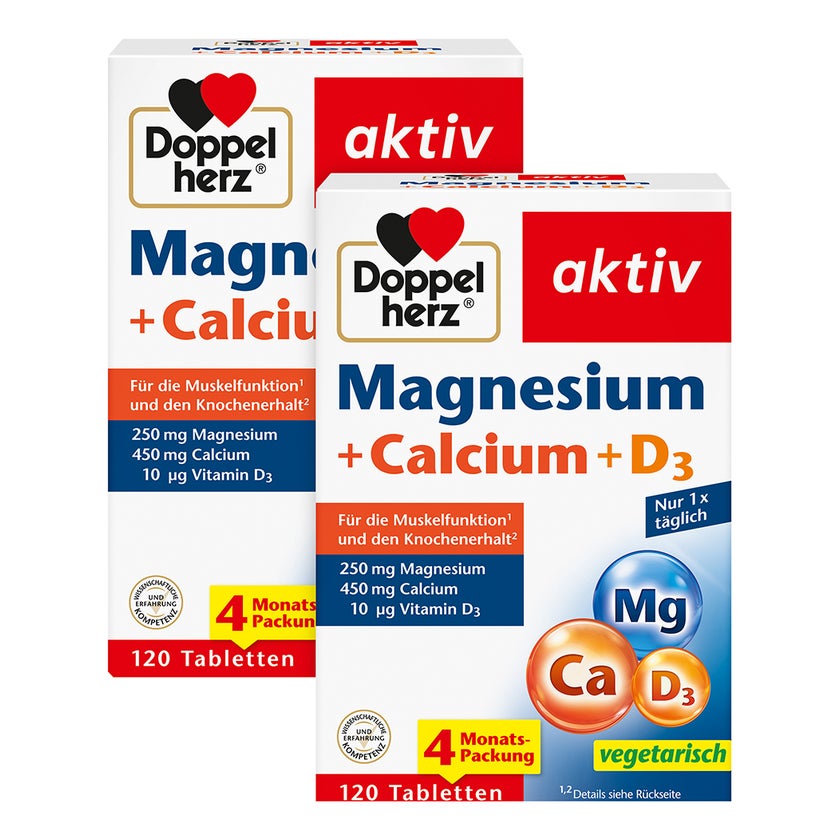 Doppelherz® aktiv Magnesium+Calcium+D3 Doppelpack 2X120 St