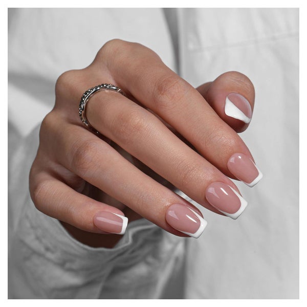 Künstliche Nägel French Tip Press On Kurz Eckig Set Weiß-Fra 1 St