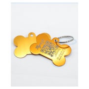 Hundemarke Knochenform Aluminium Orange Large mit QR-Code 1 St