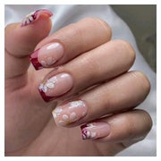Künstliche Nägel Square Kurz Fullcover Rot Kante Weiß Red Fl 1 St