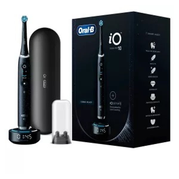 Oral-B iO 10 iO10 Elektrische Zahnbürste/Electric Toothbrush mit iOSense, Magnet-Technologie, 7 Putzmodi für Zahnpflege, 3D-Analyse, Farbdisplay & Lade-Reiseetui, Designed by Braun, cosmic black 1 St