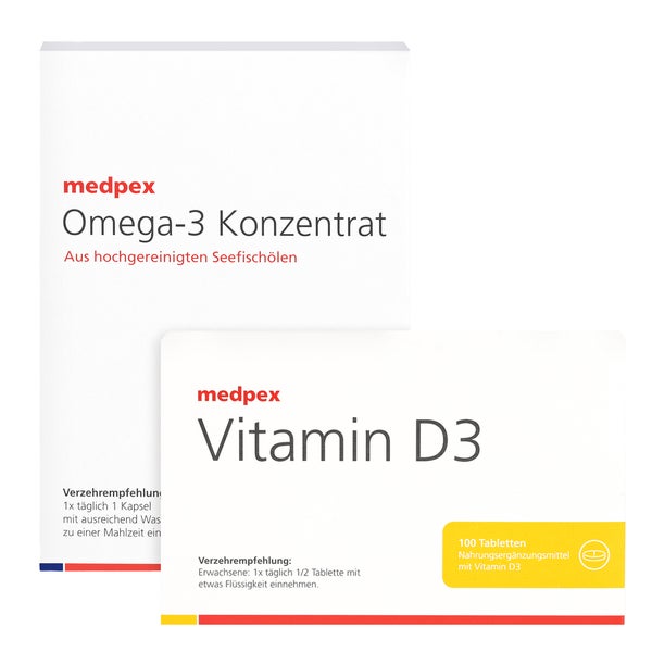 medpex Omega-3 Konzentrat & Vitamin D3 120+100 St