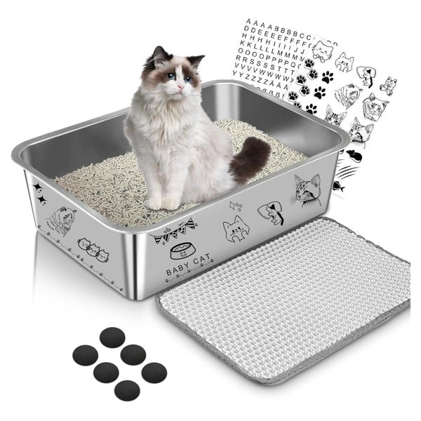 Katzenklo Edelstahl XXL 60x40x15cm Offener Typ 60×40&#x 1 St