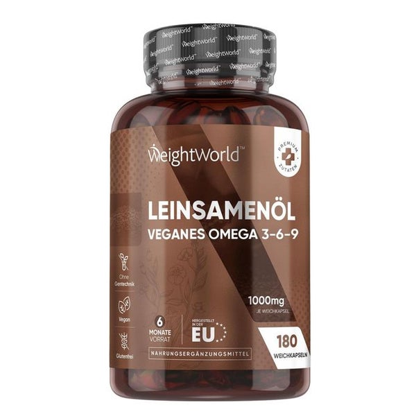 WeightWorld Leinsamenöl Omega 3 6 9 Weich-Kapseln 180 St
