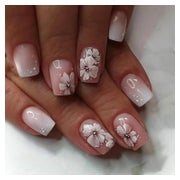 Press on Nägel 24 kurz quadratisch mit weißen Blumen DIY Far 1 St