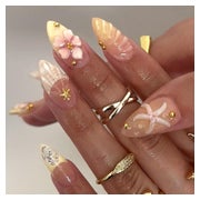 Nageldesign 24 Stück Almond French Nägel zum Aufkleben 3D Bl 1 St