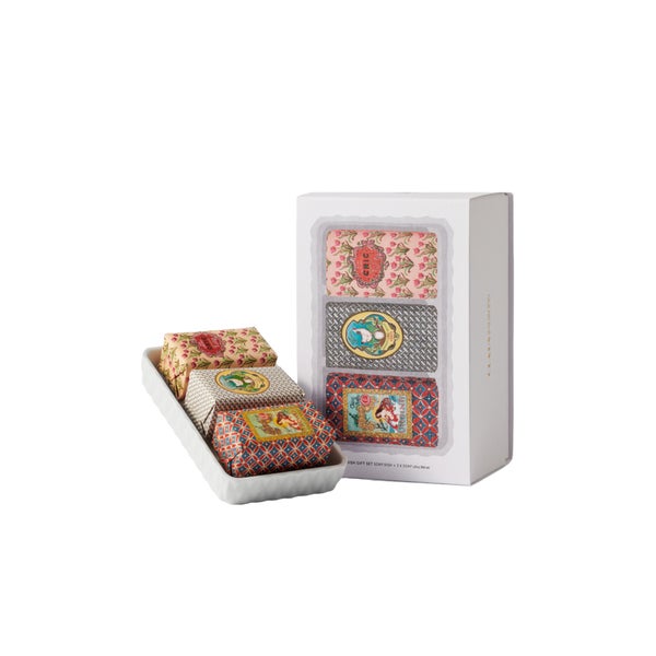 Claus Porto Körperset Classico Gift Set Soap Dish plus 3 50g Chicken, Ondina, Chic