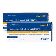 Produktabbildung: Loperamid akut Aristo 2 mg Doppelpack 2X10 St