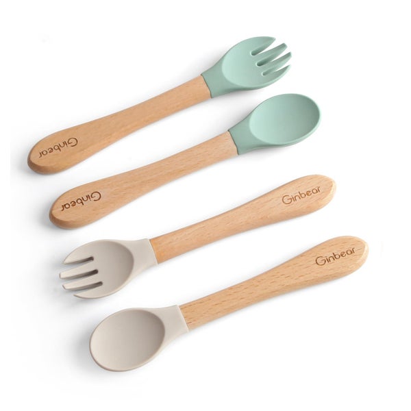 Silikon Baby Löffel und Gabel Set Besteck 1 St