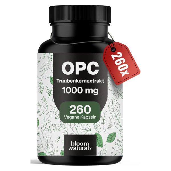 OPC Traubenkernextrakt - 260 Kapseln - Bloom Naturals 260 St