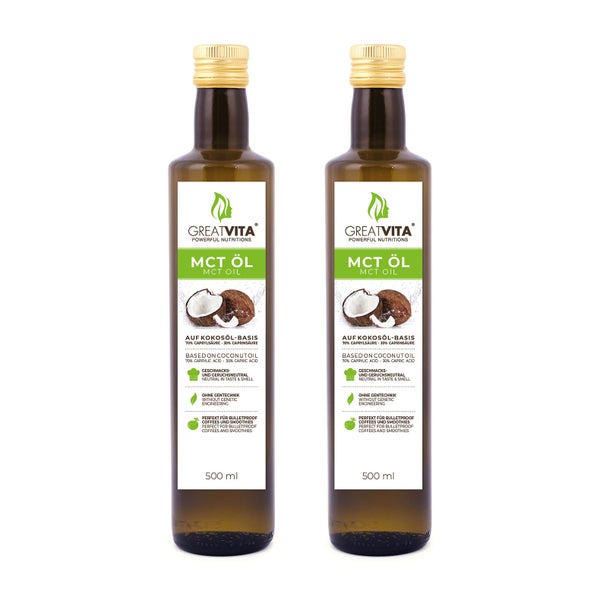 GreatVita MCT Öl auf Kokosölbasis C8 & C10 Fettsäuren 1000 ml
