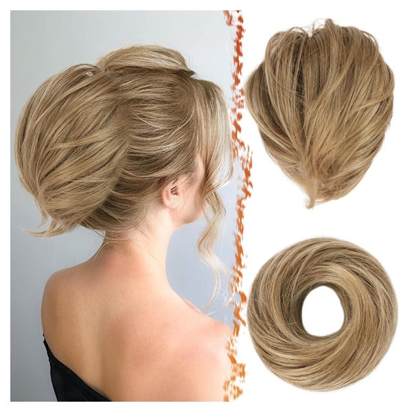 Gerader Haarknoten Pferdeschwanz Haarteil Synthetisch Blond 1 St