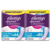 Always Discreet Inkontinenzeinlagen Long Plus, Monatspaket, 4 x 16 Stück & Discreet Inkontinenzeinlagen Long, Monatspaket, diskreter Schutz & hohe Saugstärke, 80 Binden, 4 x 20 Stück 1 St