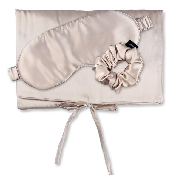 TRAVEL SET BEAUTY M Tasche, Schlafmaske & Scrunchie M aus Seide