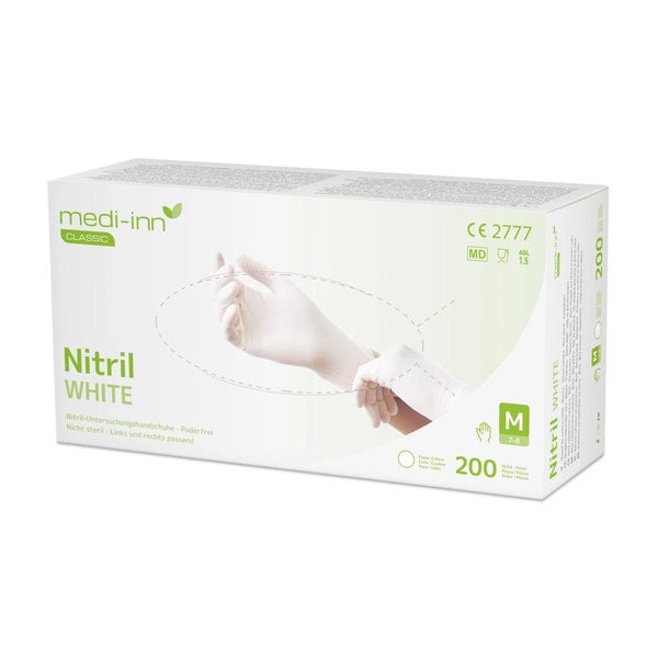 Medi-Inn Nitril white Einmalhandschuhe, weiß, puderfrei, Big Box, 200er Pack, Gr. S 2000 St