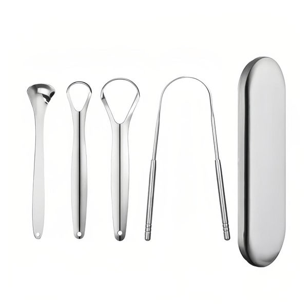 COOL-i Edelstahl Zungenreiniger Set, 4 Stück 4 St
