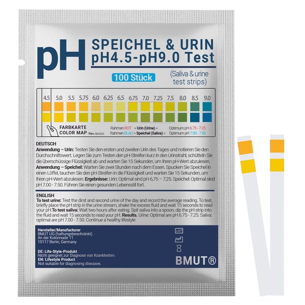 BMUT pH Teststreifen für Urin & Speichel 100 St