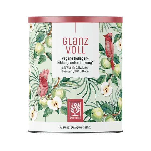 Kollagen-Bildungsunterstützung mit Vitamin C, Hyaluron & Q10  GLANZVOLL  veganes Pulver  NATURTREU® 300 g
