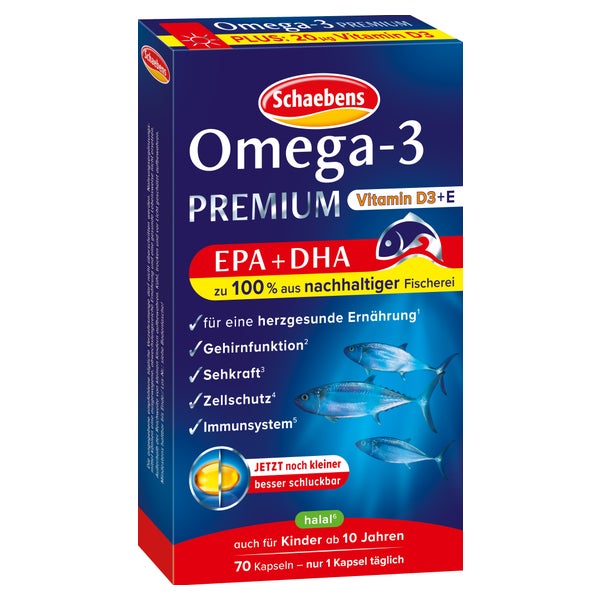 Schaebens Omega-3 PREMIUM Vitamin D3 + E 70 St