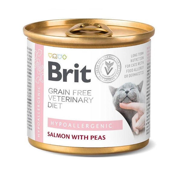 BRIT Veterinary Diet Hypoallergenic Salmon&Pea Nassfutter für Katzen 0,2 kg