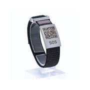 SOS Notfallarmband mit QR-Code mit Textilband Schwarz / Rosa 1 St