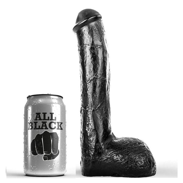 All Black - Schwarzer Dildo mit wellenförmiger Struktur