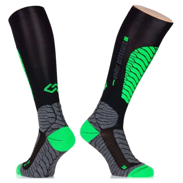 UNDER PRESSURE Ice Touring | Kompressionsstrumpf (1 Paar) 38-40 (Wade: 28-38cm) / neongrün 2 St