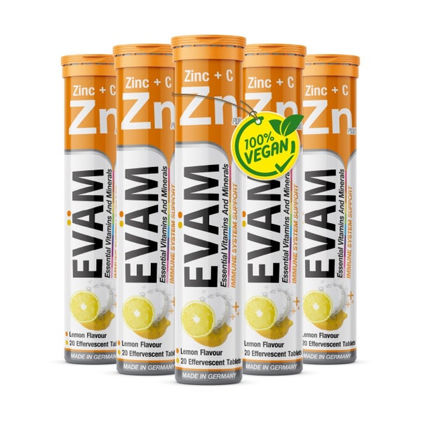Zink + Vitamin C 400mg Brausetabletten Immunsystem 5er Pack 100 St