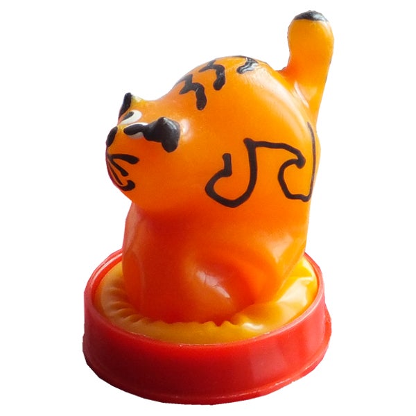 Scherzkondom «Katze» – handbemalt, origineller Partygag (1 Stück) 1 St