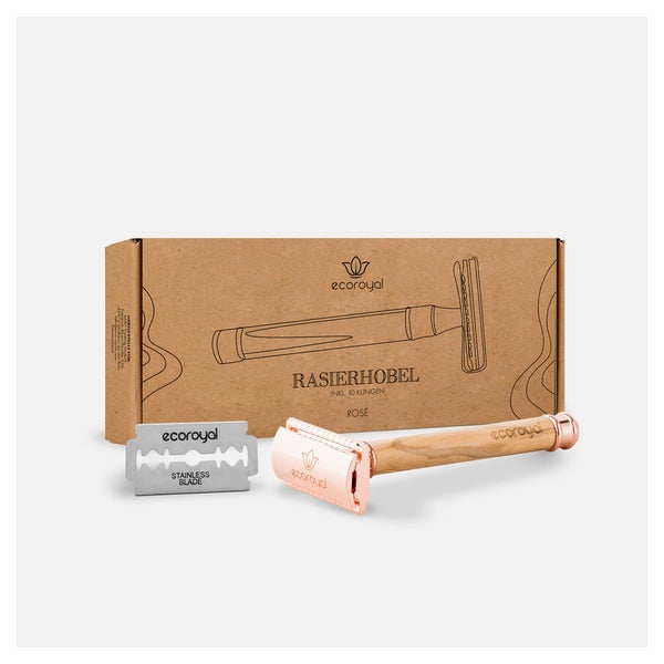 Ecoroyal Rasierhobel Damen Olivenholz Rose + 10 Rasierklingen