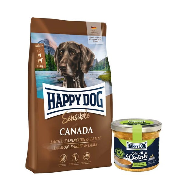 Happy Dog Sensible Canada + Snack Drink Hähnchen und Gemüse 11 kg