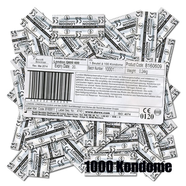 Q600 – 1000 Kondome, 52 mm, zylindrisch, längeres Reservoir (1000 Kondome) 1000 St