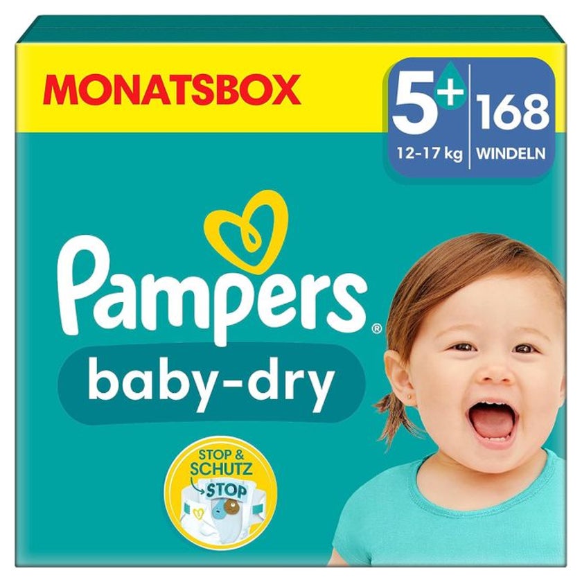 Pampers Windeln Größe 5+ (12-17kg) Baby-Dry 168 St