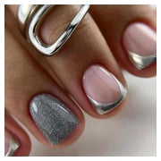 24 Stück French Nails Silber Rosa Glänzend Eckig Kurz Acryl 1 St