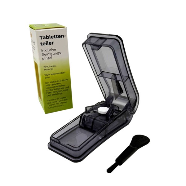 LisaCare Tablettenschneider mit Tablettenfach - Schwarz 1 St
