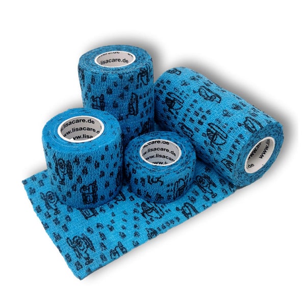 LisaCare Kohäsive Bandagen - 2,5cm-10cm - Fahrzeuge Blau 4 St