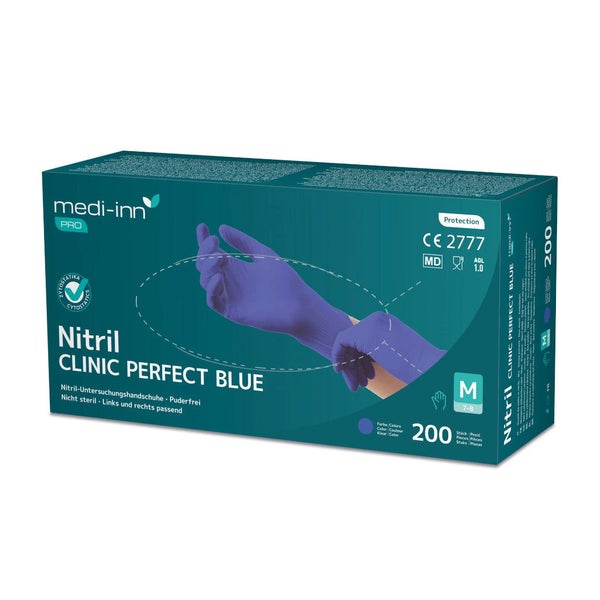 Medi-Inn PRO Clinic Perfect Blue Nitril-Einmalhandschuhe, blau, puderfrei, Gr. L 2000 St