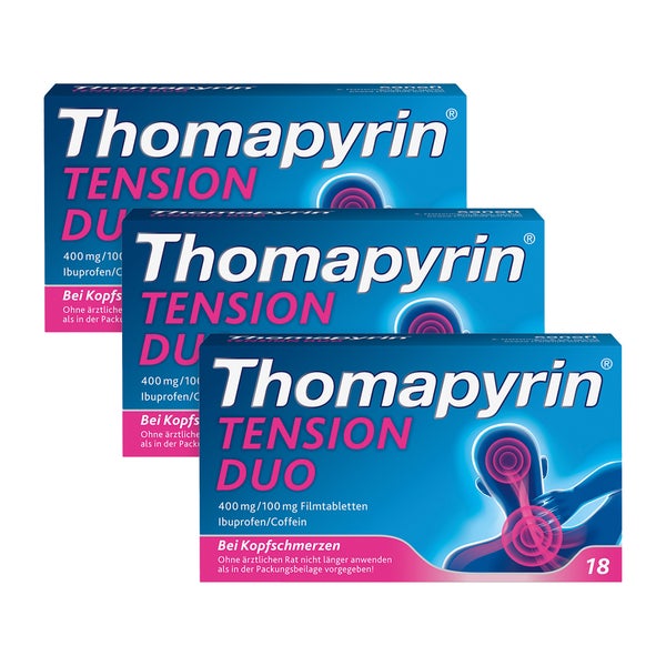 Thomapyrin TENSION DUO Schmerztabletten Dreierpack 3X18 St