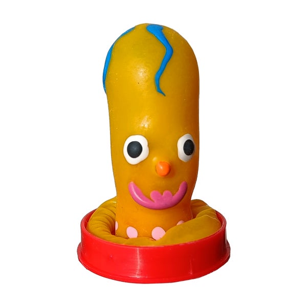 Scherzkondom „Rundkopf“ - Handbemalt Fun-Geschenk Kunstfans (1 Stück) 1 St
