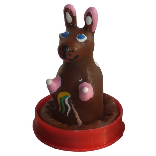 Scherzkondom „Osterhase“ Handbemalt, Fun-Geschenk für Ostern (1 Stück) 1 St