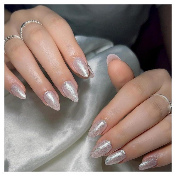 Fingernägel Press On Cateye Glitzer Weiß Kurz 30 Acryl Heiß 1 St