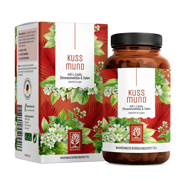Lysin Komplex aus L-Lysin mit Selen und Zitronenmelisse KUSSMUND - 90 vegane Kapseln - NATURTREU® 90 St